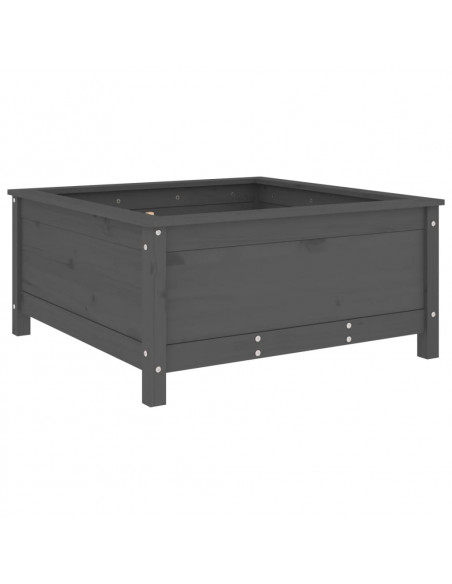 Fioriera da Giardino Grigia 82,5x82,5x39cm Legno Massello Pino