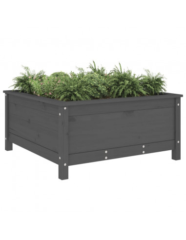 Fioriera da Giardino Grigia 82,5x82,5x39cm Legno Massello Pino