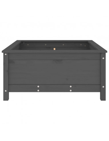 Fioriera da Giardino Grigia 82,5x82,5x39cm Legno Massello Pino