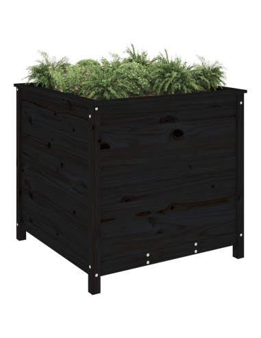 Fioriera da Giardino Nera 82,5x82,5x78cm Legno Massello di Pino