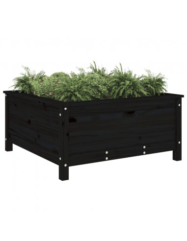 Fioriera da Giardino Nera 82,5x82,5x39cm Legno Massello di Pino