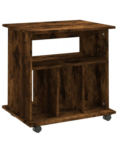 Armadietto con Ruote Rovere Fumo 60x45x60 cm Legno Multistrato