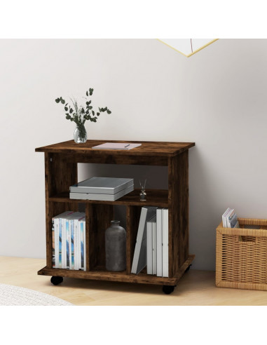 Armadietto con Ruote Rovere Fumo 60x45x60 cm Legno Multistrato