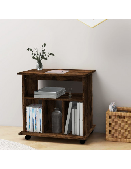 Armadietto con Ruote Rovere Fumo 60x45x60 cm Legno Multistrato