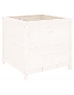 Fioriera da Giardino Bianca 82,5x82,5x78cm Legno Massello Pino 2