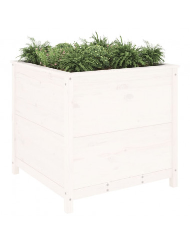 Fioriera da Giardino Bianca 82,5x82,5x78cm Legno Massello Pino