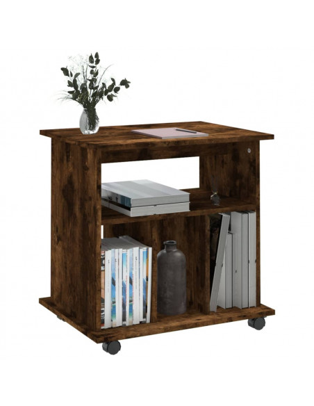 Armadietto con Ruote Rovere Fumo 60x45x60 cm Legno Multistrato