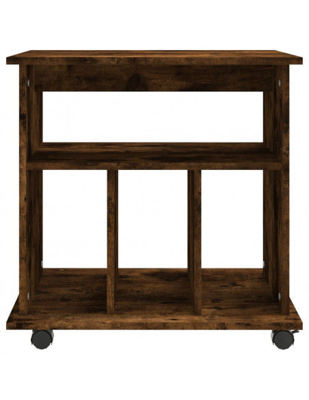 Armadietto con Ruote Rovere Fumo 60x45x60 cm Legno Multistrato