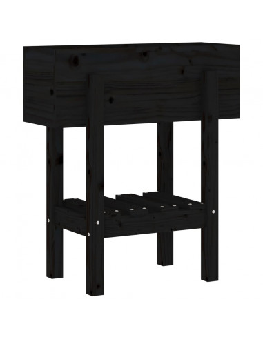 Fioriera da Giardino Nera 62x30x69 cm Legno Massello di Pino