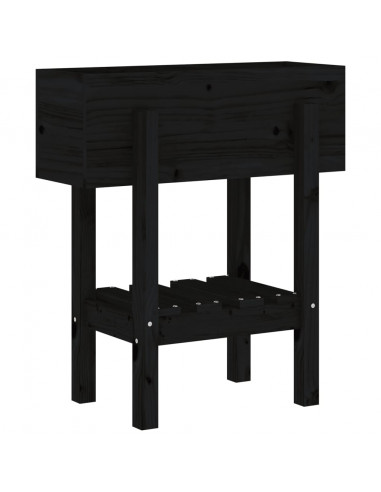 Fioriera da Giardino Nera 62x30x69 cm Legno Massello di Pino