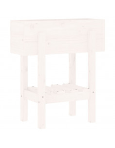 Fioriera da Giardino Bianca 62x30x69 cm Legno Massello di Pino 2