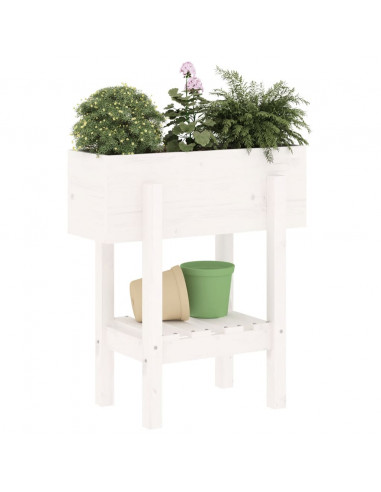 Fioriera da Giardino Bianca 62x30x69 cm Legno Massello di Pino