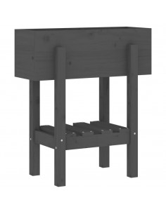 Fioriera da Giardino Grigia 62x30x69 cm Legno Massello di Pino 2