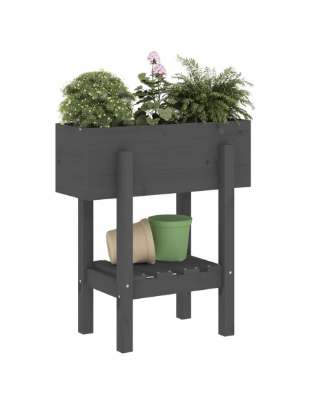 Fioriera da Giardino Grigia 62x30x69 cm Legno Massello di Pino