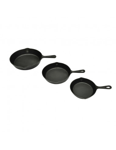 Set 3 Padelle in Ghisa Bistecchiere per Barbecue
