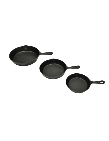 Set 3 Padelle in Ghisa Bistecchiere per Barbecue