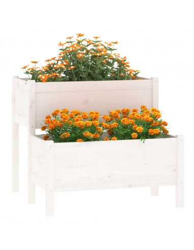 Fioriera Bianca 84,5x84x75 cm in Legno Massello di Pino