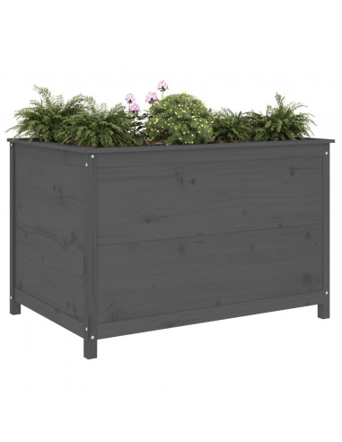 Fioriera Rialzata Giardino Grigia 119,5x82,5x78cm Massello Pino