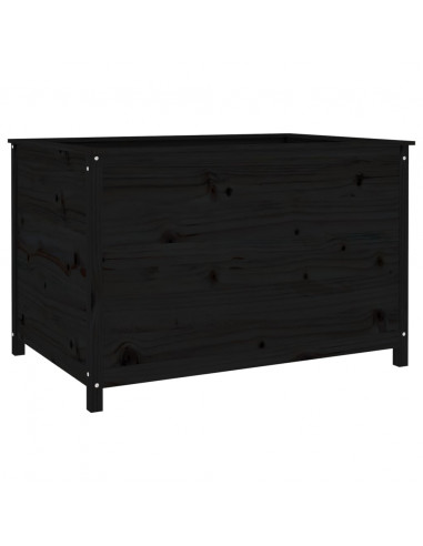Fioriera Rialzata Giardino Nera 119,5x82,5x78 cm Massello Pino