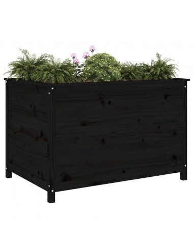 Fioriera Rialzata Giardino Nera 119,5x82,5x78 cm Massello Pino