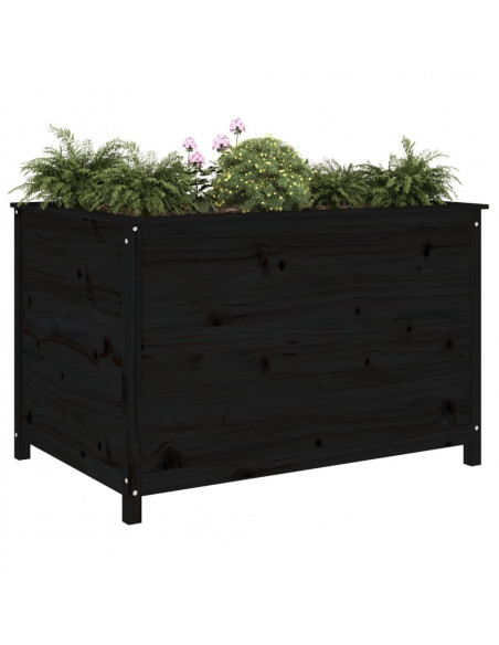 Fioriera Rialzata Giardino Nera 119,5x82,5x78 cm Massello Pino