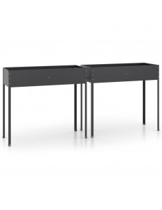 Fioriere da Giardino 2 pz Antracite Acciaio Zincato 2