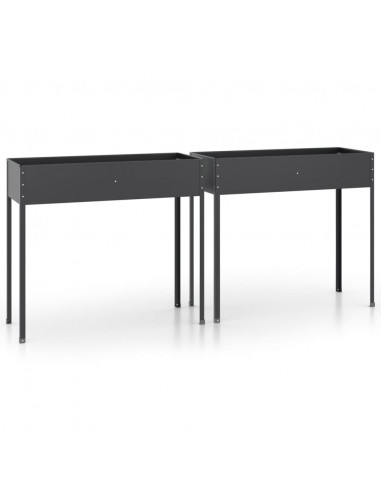 Fioriere da Giardino 2 pz Antracite Acciaio Zincato