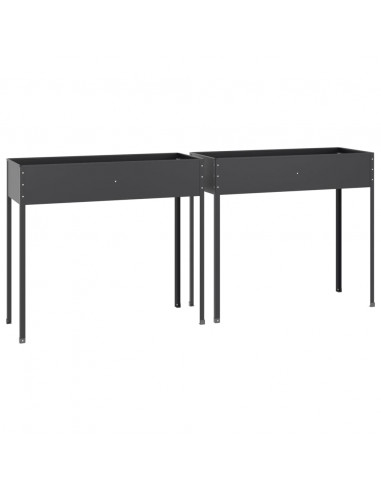 Fioriere da Giardino 2 pz Antracite Acciaio Zincato