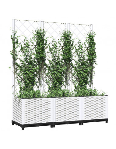 Fioriera da Giardino con Graticcio Bianco 120x40x136 cm PP