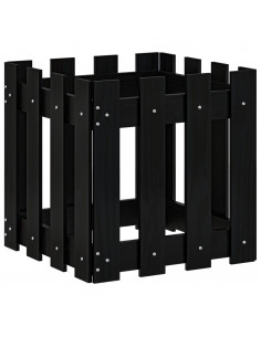 Fioriera Giardino a Recinzione Nera 40x40x40 cm Massello Pino 2