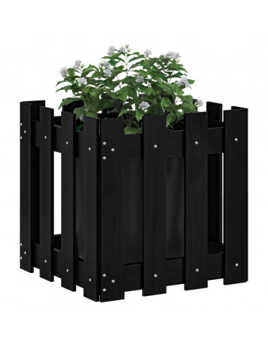 Fioriera Giardino a Recinzione Nera 40x40x40 cm Massello Pino