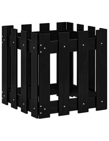 Fioriera Giardino a Recinzione Nera 40x40x40 cm Massello Pino