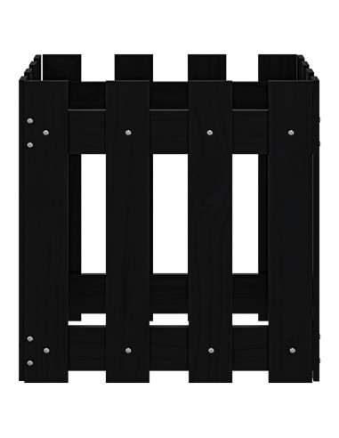 Fioriera Giardino a Recinzione Nera 40x40x40 cm Massello Pino