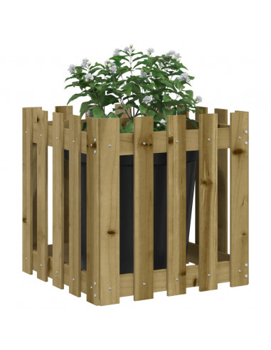 Fioriera Giardino a Recinzione 50x50x50Pino Massello Impregnato
