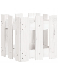 Fioriera Giardino a Recinzione Bianco 30x30x30 cm Massello Pino 2