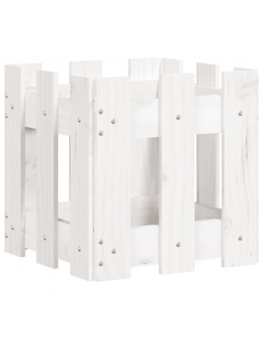 Fioriera Giardino a Recinzione Bianco 30x30x30 cm Massello Pino