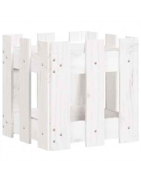 Fioriera Giardino a Recinzione Bianco 30x30x30 cm Massello Pino