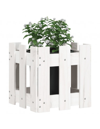 Fioriera Giardino a Recinzione Bianco 30x30x30 cm Massello Pino