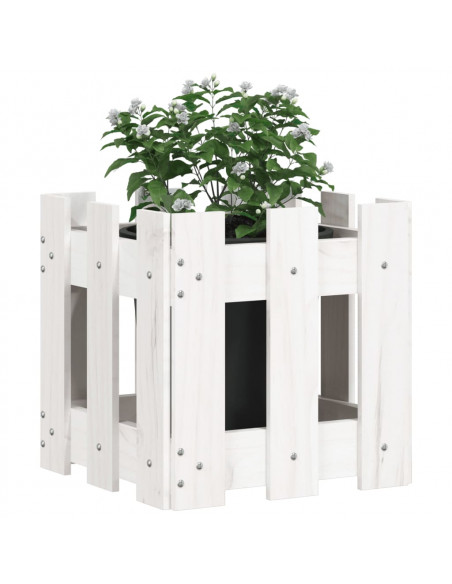 Fioriera Giardino a Recinzione Bianco 30x30x30 cm Massello Pino