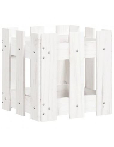 Fioriera Giardino a Recinzione Bianco 30x30x30 cm Massello Pino