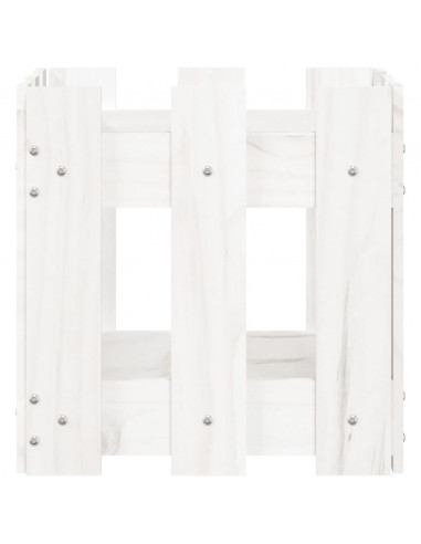 Fioriera Giardino a Recinzione Bianco 30x30x30 cm Massello Pino