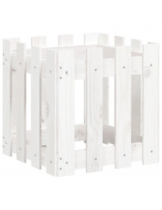 Fioriera Giardino a Recinzione Bianco 40x40x40 cm Massello Pino 2