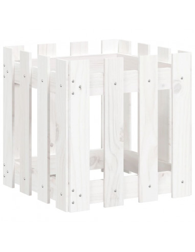 Fioriera Giardino a Recinzione Bianco 40x40x40 cm Massello Pino