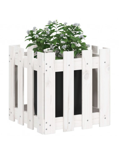 Fioriera Giardino a Recinzione Bianco 40x40x40 cm Massello Pino