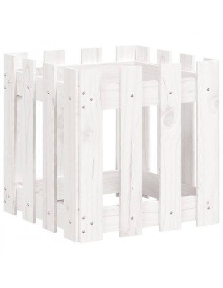 Fioriera Giardino a Recinzione Bianco 40x40x40 cm Massello Pino