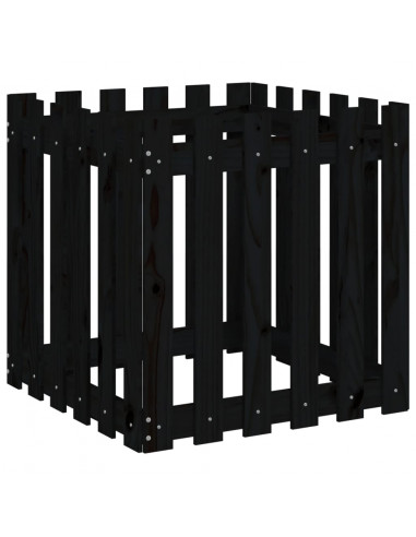 Fioriera Giardino a Recinzione Nera 60x60x60 cm Massello Pino
