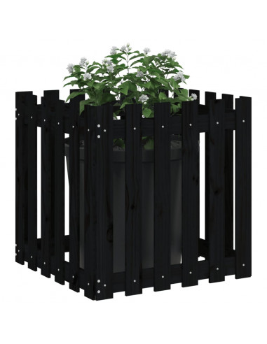 Fioriera Giardino a Recinzione Nera 60x60x60 cm Massello Pino
