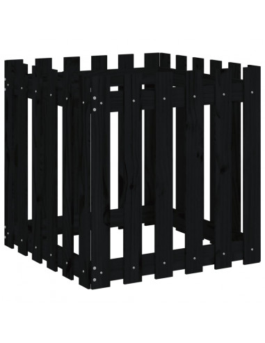 Fioriera Giardino a Recinzione Nera 60x60x60 cm Massello Pino