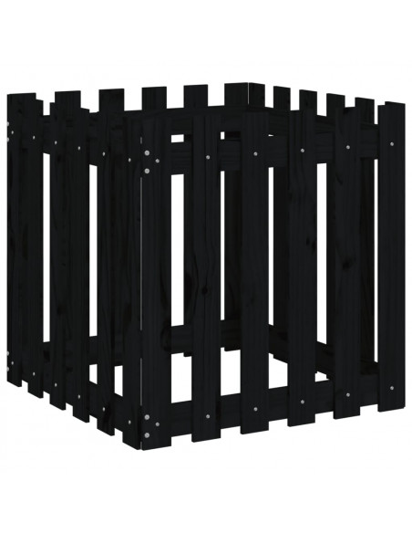 Fioriera Giardino a Recinzione Nera 60x60x60 cm Massello Pino