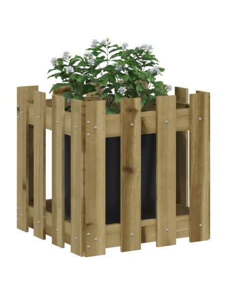 Fioriera Giardino a Recinzione 40x40x40Pino Massello Impregnato